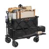 VEVOR Foldable Double Decker Wagon, 400L Collapsible Wagon Cart with All-Terrain Wheels, Heavy Duty Folding Wagon Cart 450 lbs Weight Capacity for Cam